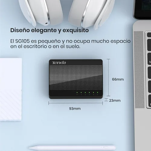 Miniatura 5 de Tenda SG105, conmutador Gigabit de 5 puertos, interruptor Ethernet doméstico no administrado, divisor Ethernet de oficina, Plug & Play, estuche