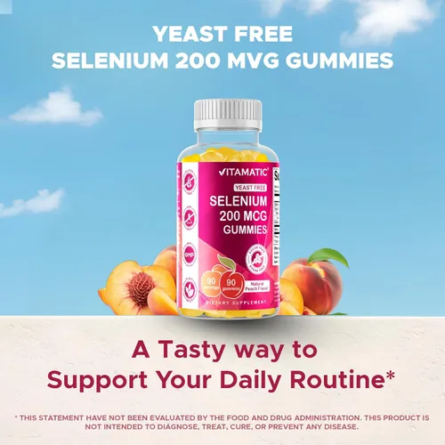 Miniatura 4 de Vitamatic Gomitas de selenio sin levadura de 200 mcg como suplemento de selenometionina mineral esencial con absorción superior, 90 gomitas a base