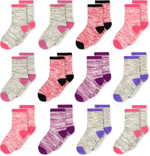 Miniatura 19 de Calcetines para niños, 12 pares de calcetines deportivos para niños pequeños y niñas (1 a 14 años), juego de calcetines atléticos de media
