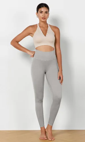 Miniatura 5 de ODODOS Leggings sin costuras para mujer, cintura alta, lavado ácido, acanalado, pantalones de entrenamiento, gimnasio, yoga