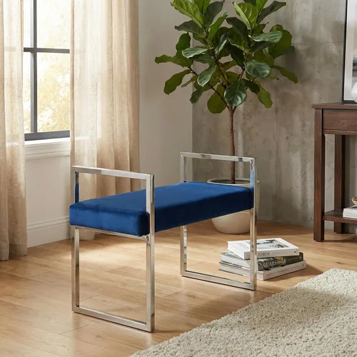 Miniatura 10 de Cortesi Home Anna Bench Ottoman, 24 pulgadas, azul