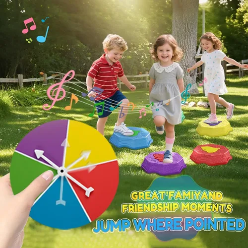 Miniatura 5 de Piedras Saltarinas para Niños con Luz y Música, Juguete Sensorial para Pequeñitos para Curso de Obstáculos y Coordinación, Regalos de Cumpleaños