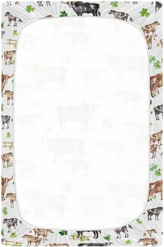 Miniatura 3 de vvfelixl Sábanas de cuna para niños y niñas, animales de granja, vacas, tréboles, transpirables, para colchón de cuna, suaves y transpirables, 39 x