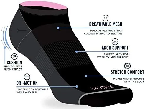 Miniatura 3 de Nautica Calcetines deportivos de corte bajo para mujer (paquete de 6)
