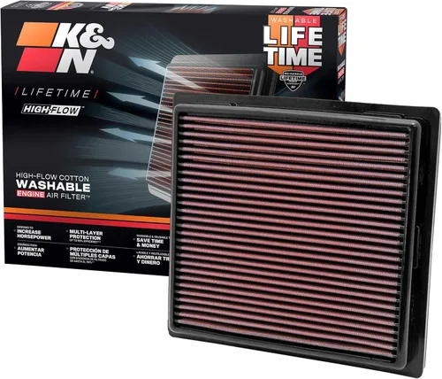 K&N Filtro de aire de motor de por vida original de alto flujo: Aumenta la potencia: Premium, Lavable: Compatible con Toyota/Lexus/Mitsubishi/Fiat