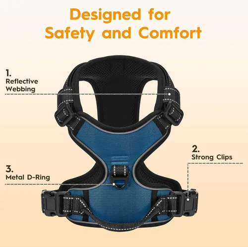 Miniatura 6 de Arnés para perro sin tirones, chaleco reflectante ajustable y acolchado para mascotas con asa de fácil control, fácil de llevar con nudo elegante