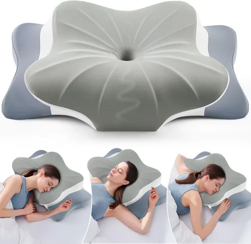 Miniatura 12 de DONAMA - Almohada cervical ortopédica para alivio de dolor del cuello, espuma viscoelástica contorneada, soporte ergonómico para dormir de lado