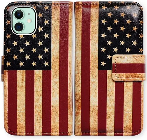 Miniatura 31 de Bcov Funda para iPhone 11, funda de piel con tapa y función atril para iPhone 11, diseño de flores y mariposas azules