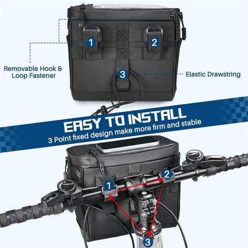 Miniatura 7 de WOTOW Bolsa para Manillar Delantero de Bicicleta - Bolsas de Canasta para Manillar de Bicicleta Grande Reflectante Impermeable Alforja