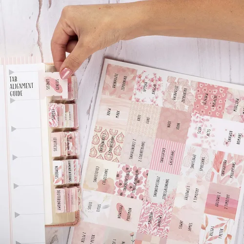 Miniatura 5 de DiverseBee Pestañas laminadas de la Biblia para mujeres (letra grande, fácil de leer), pestañas coloridas para libros de diario bíblico, regalo Rosa