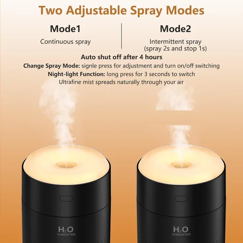 Miniatura 13 de Mini humidificador portátil, apagado automático, 2 modos de niebla, silencioso, pequeños humidificadores para dormitorio, viajes, oficina, Rosa