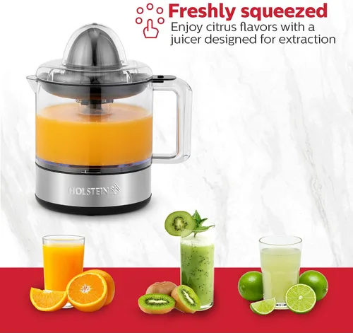 Miniatura 8 de Holstein Housewares Exprimidor eléctrico de cítricos de 27 onzas, negro/acero inoxidable, ideal para zumos de naranja, limón y pomelo recién