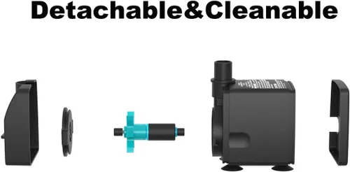 Miniatura 5 de Bomba de agua sumergible ultra silenciosa con protección de combustión en seco 160 GPH para fuentes, hidroponía, estanques, acuarios y más