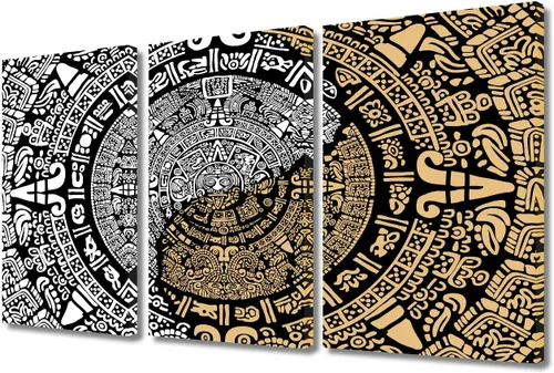 Miniatura 63 de Arte de pared de 3 piezas, pintura en lienzo del Día de los Muertos, Bailarín azteca, impresión sobre lienzo, festival mexicano, obra de arte