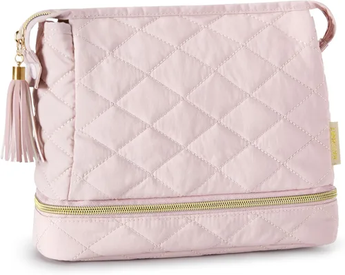 Miniatura 34 de BAGSMART Pequeña bolsa de maquillaje, neceser portátil esponjoso con cierre de cremallera con encanto, organizador de viaje resistente al agua