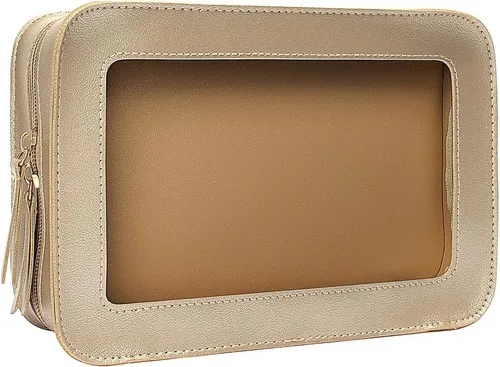 Miniatura 16 de Bolsa de maquillaje transparente pequeña, aprobada por la TSA, bolsa de aseo portátil con cremallera, bolsa de viaje para cosméticos, estuche Rosa