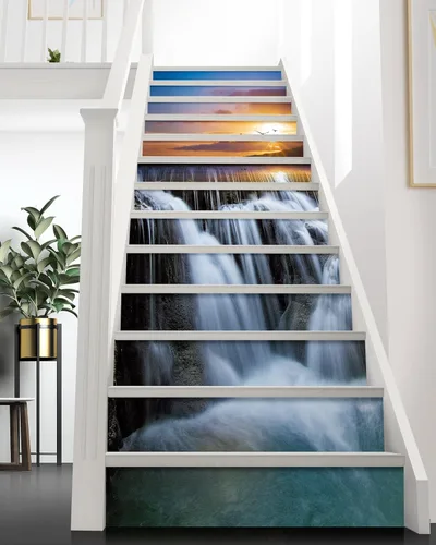 Miniatura 24 de FLFK Calcomanías para escaleras - Adhesivos para escaleras, Calcomanías autoadhesivas para escalones de Sunrise Coast, para decoración del hogar
