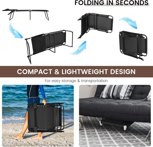Miniatura 6 de S AFSTAR Sillón para exteriores, tumbona plegable para patio con respaldo de 4 posiciones y reposapiés de 2 posiciones, silla de playa portátil