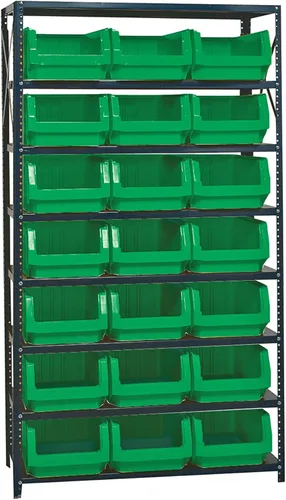 Miniatura 368 de Quantum QSBU-245BK Heavy Duty Shelving Unit with (7) Shelves and (24) QUS245 Black Bins for Garage Warehouse Storage Distribution 400 lb Load