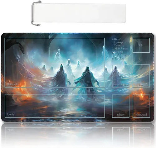 Miniatura 43 de Tapete de juego MTG cosido de alta calidad con zonas y parte trasera de goma antideslizante, tapete de juego TCG para MTG y otros juegos de cartas