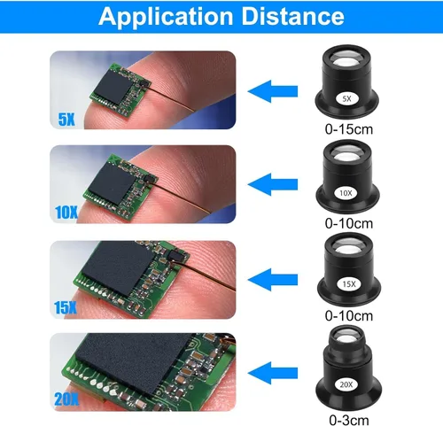 Miniatura 2 de 4 lupas de relojero, 5 x 10 x 15 x 20 X, lupa de monóculo, lupa de bucle para joyeros, lazo de lupa, lupa de joyería monocular para reparación de 4