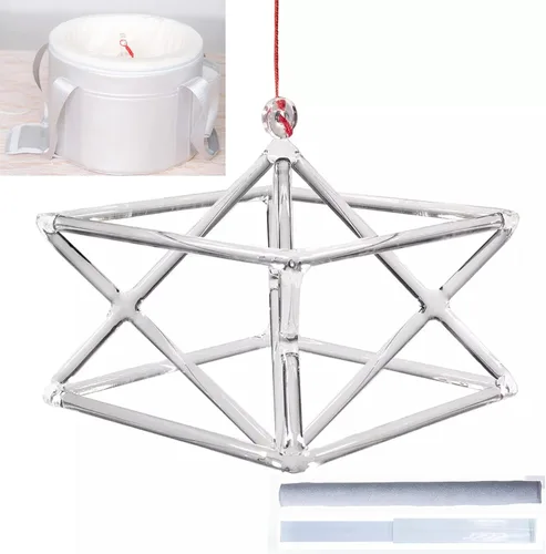 Pirámide de Merkaba de cristal, con estuche de transporte de pirámide cantante y dos tipos de cuenco de cristal, instrumento musical curativo