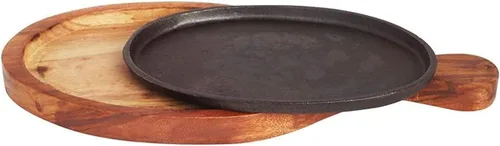Miniatura 3 de Plato de madera para servir con base de murciélago y bandeja Sizzler, marrón, paquete de 1