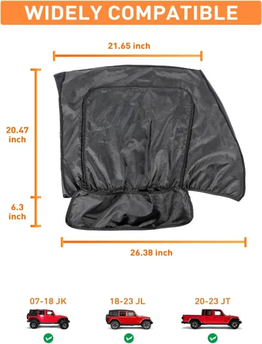 Miniatura 6 de Savadicar Parasol para ventana delantera, parasol de malla transpirable para ventana lateral, media cubierta, compatible con Jeep Wrangler TJ JK JL