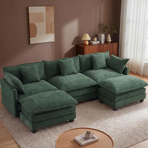 Miniatura 18 de Juego de sofá de felpilla Cloud de 77 pulgadas con almohadas, sofá biplaza de asiento profundo para apartamentos, ahorro de espacio de 2 plazas