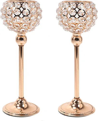 Miniatura 9 de Juego de 2 candelabros de cristal plateado para mesa de comedor, centro de mesa, decoración de mesa para comedor, sala de estar, café, mesa de Plata