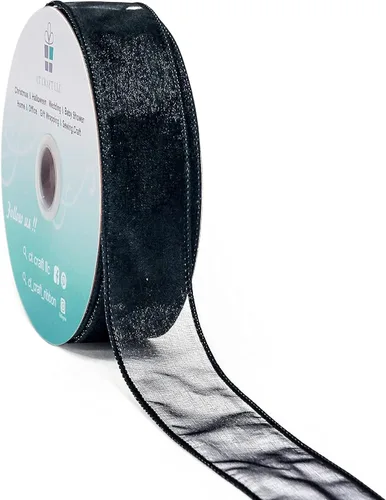 Miniatura 14 de Cinta de organza transparente con alambre de 2.5 pulgadas x 50 yardas, color blanco para silla de boda, lazo, ramo de flora, envoltura de regalos