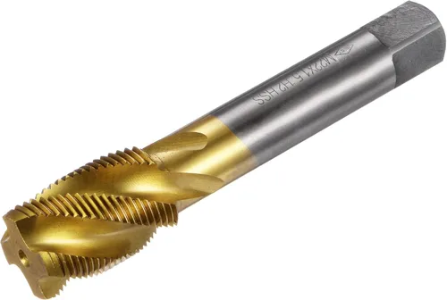 Miniatura 8 de uxcell Grifo de roscado de flauta en espiral M12 x 1.25, métrico HSS (acero de alta velocidad) chapado en titanio, roscado de rosca de máquina, 4