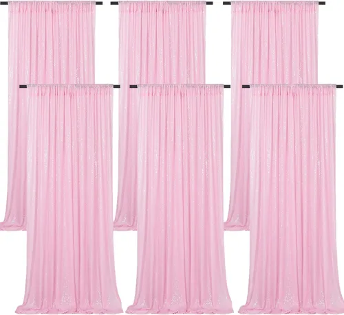 Miniatura 22 de Cortinas con lentejuelas doradas, 2 unidades de 2 x 8 pies, con brillantina, telón de fondo para bodas Rojo