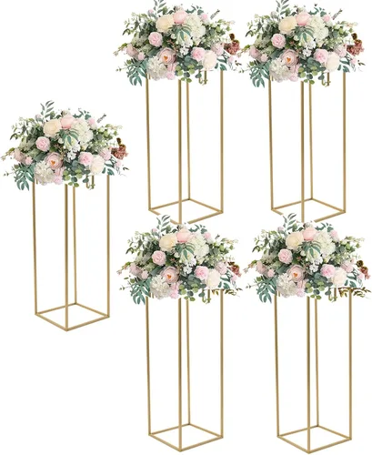 Miniatura 12 de LOYALHEARTDY 2 piezas de 31.5/39.4 pulgadas de alto para flores de boda, soporte de metal para florero de piso, columna de metal, soportes de flores