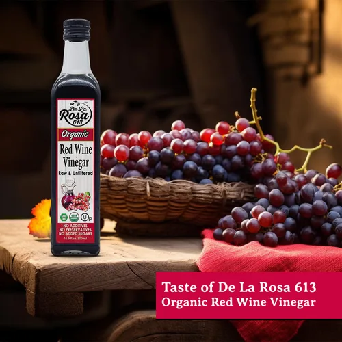 Miniatura 8 de De La Rosa - Vinagre de vino tinto orgánico, crudo y sin filtrar, Kosher para Pascua, vegano, sin OMG y sin gluten, ideal para aderezos de ensalada