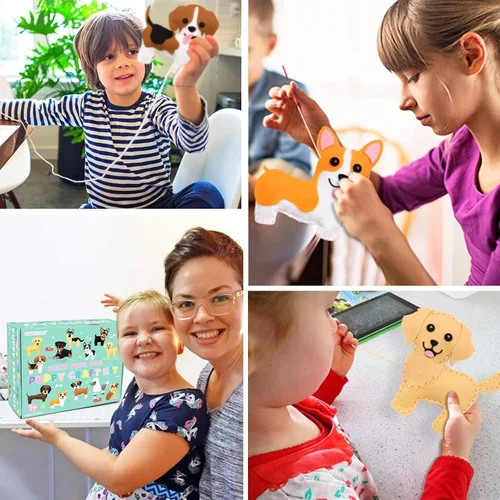 Miniatura 5 de CiyvoLyeen Kit de Costura de Perro para Niños – Divertido Conjunto de Manualidades de Felpa para Costura para Niñas y Niños – Juego de Regalo