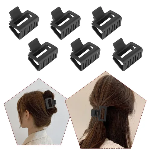 Miniatura 3 de Juego de accesorios rectangulares para el cabello para mujeres y niñas, 6 clips grandes para cabello grueso, 6 clips pequeños para cabello fino Negro
