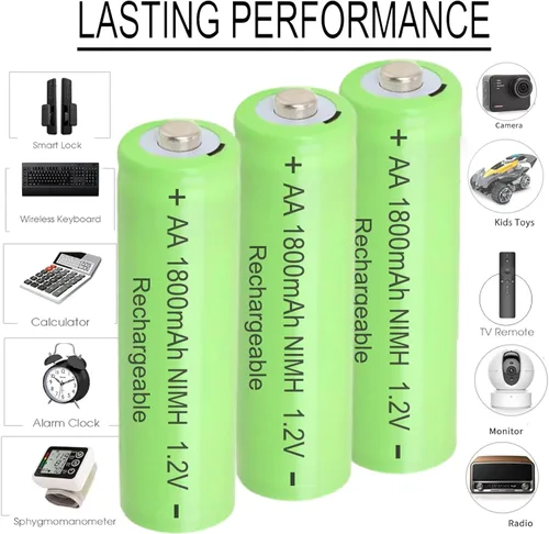 Miniatura 5 de 12 baterías recargables Ni-MH 1.2V AA 1800mAh doble A, precargadas para ratones inalámbricos, reloj despertador, luces solares de jardinería al aire