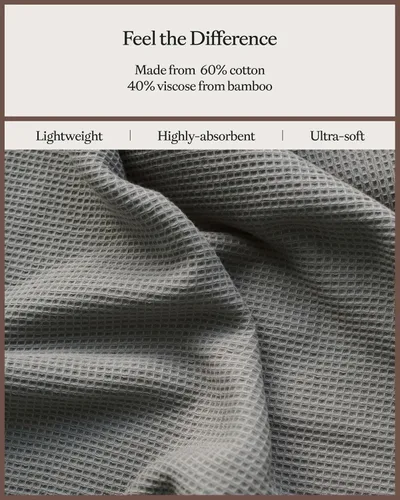 Miniatura 4 de Cozy Earth Toallas de mano de punto gofre, 60% algodón, 40% viscosa de bambú, 20 x 30 pulgadas, rizo suave y absorbente, reversible, patrón de punto