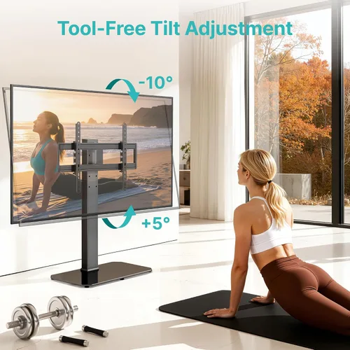 Miniatura 5 de Pegzone Soporte universal para TV giratorio de 43 a 90 pulgadas, soporta 154 libras, soporte de mesa grande de altura ajustable, VESA MAX 23.622 x