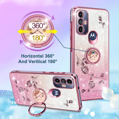 Miniatura 3 de Likiyami Funda 3 en 1 para Motorola Moto G Play 2023, Moto G Pure, Moto G Power 2022 – Funda femenina con purpurina para mujeres y niñas, bonito