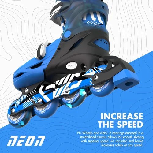 Miniatura 4 de Yvolution Patines de ruedas de 4 tamaños ajustables, ruedas iluminadas para niñas y niños para niños en línea y quads (12-2 o 3-6 US)
