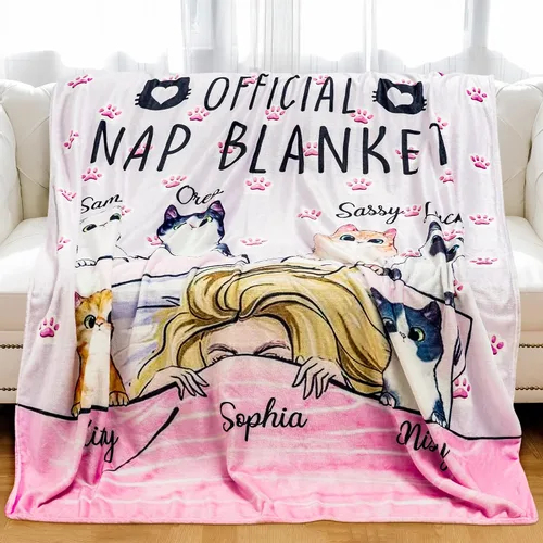 Miniatura 3 de Manta oficial personalizada para la siesta, manta personalizada para mamá de gato, nombre de la raza, regalo divertido de cumpleaños para amantes