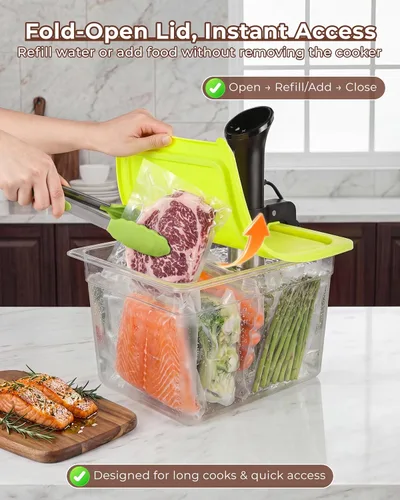 Miniatura 4 de EVERIE Recipiente Sous Vide con Tapa de Silicona Universal Compatible con Todos los Modelos de Anova, Anova Nano, Chefsteps Joule, Instant Pot, Olla