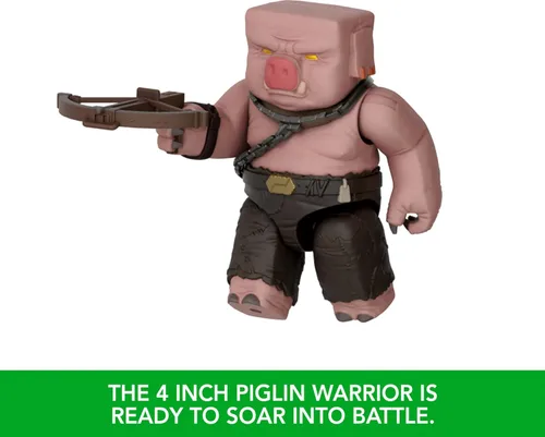 Miniatura 4 de Mattel Minecraft - Juego de figuras de acción, Blast Attack Ghast con luces, sonidos, lanzador y proyectil, además de Piglin Warrior inspirado
