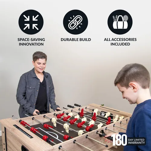 Miniatura 4 de Hathaway Madison - Mesa multijuego 6 en 1 de 54 pulgadas, ideal para salas de juegos familiares, incluye billar, futbolín, hockey deslizante, tenis