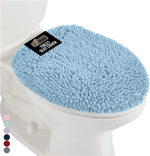 Miniatura 33 de GORILLA GRIP Funda gruesa de espuma viscoelástica para tapa y asiento de inodoro de baño, parte superior de terciopelo suave, lavable a máquina, Azul