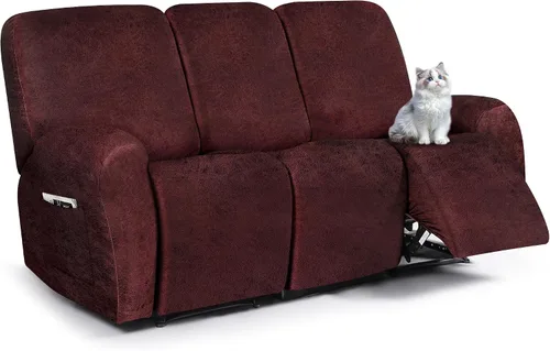 Miniatura 11 de ANARACHON Fundas para sillas reclinables con aspecto de cuero, funda elástica de 4 piezas, funda suave para silla reclinable, protector de muebles