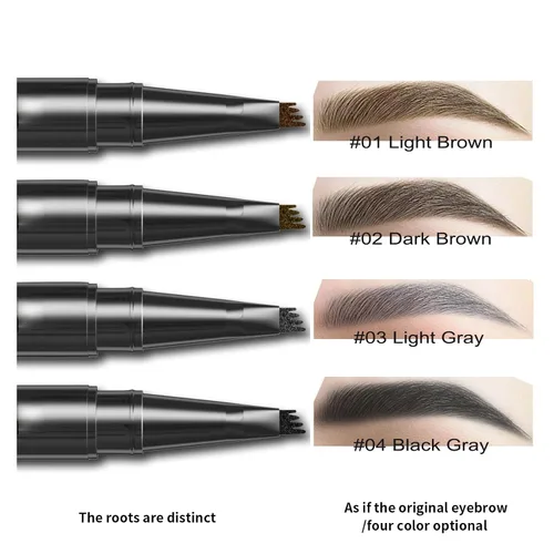 Miniatura 4 de Lápiz de cejas Microblading, lápiz líquido para cejas micro 4 puntas, lápiz de cejas de larga duración, resistente al agua y a las manchas, #01