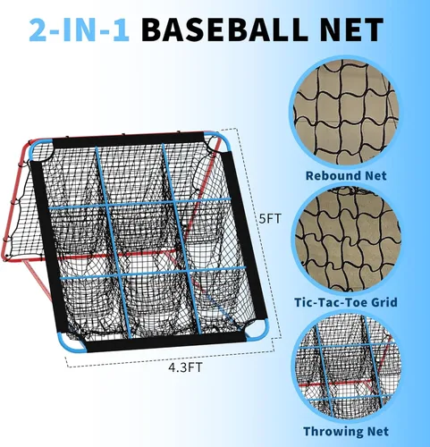 Miniatura 2 de 2-in-1 Baseball Pitching and Rebound Net, Trainer and Return Screen for Pitching Practice